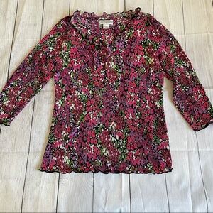 Sag Harbor hot pink floral long sleeve top